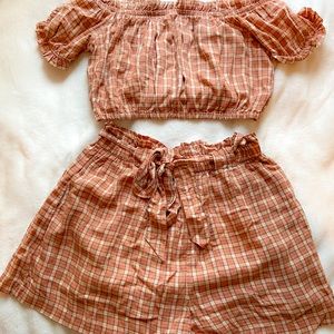 plaid two piece set